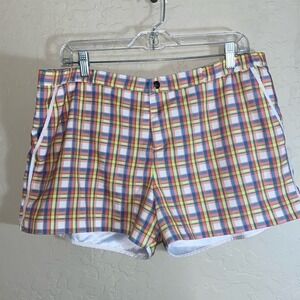 Parke & Ronan Angelo retro plaid swim trunks